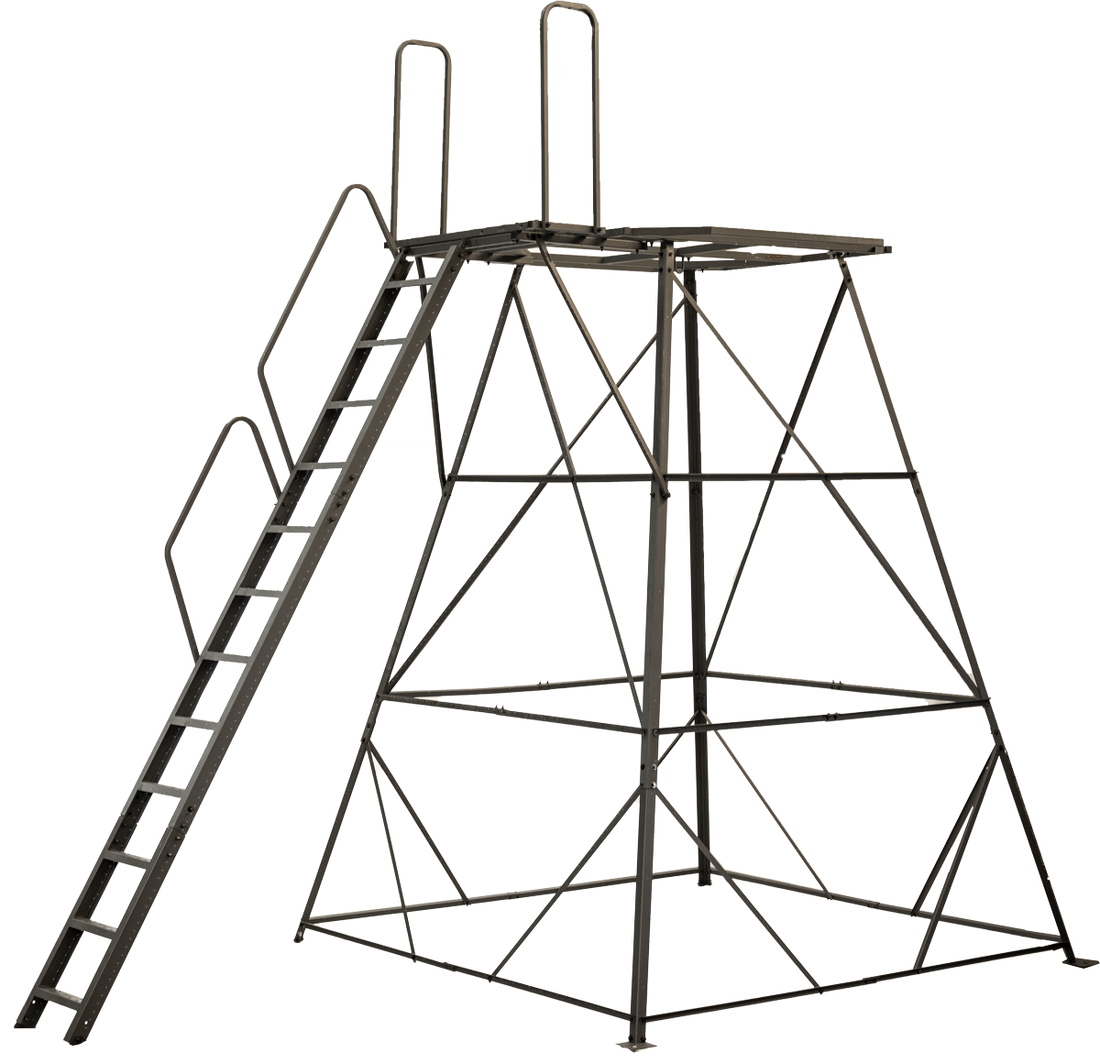 Titan 12ft hunting blind tower with ladder, standalone view