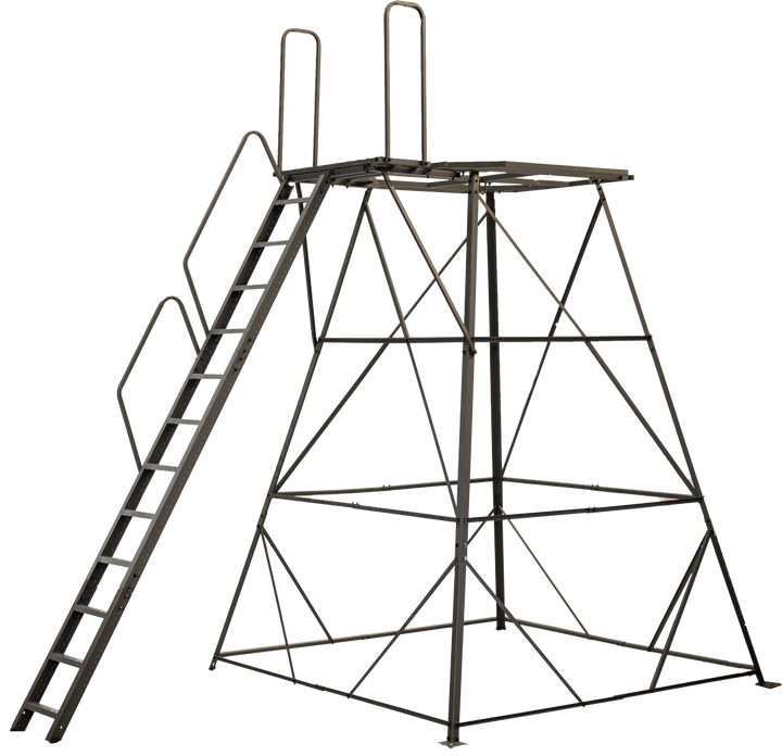 Titan 12ft hunting blind tower with ladder, standalone view